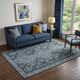 5' X 8' Blue And Sky Blue Diamond Distressed Washable Area Rug With UV Protection