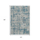 10' X 14' Persian Blue And Gray Abstract Distressed Washable Area Rug With UV Protection