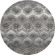 8' Graphite Ivory And Beige Abstract Distressed Washable Round Rug With UV Protection