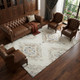 9' X 12' Linen Ivory And Blue Tribal Distressed Washable Area Rug With UV Protection