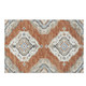 3' X 5' Terra Cotta Ivory And Blue Tribal Distressed Washable Area Rug With UV Protection