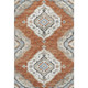 5' X 8' Terra Cotta Ivory And Blue Tribal Distressed Washable Area Rug With UV Protection