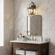 Black Clear And Brass Three Light Transparent Dimmable Outdoor Hanging Lights With Bronze Shades
