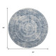 8' Blue And Ivory Medallion Washable Round Rug With UV Protection