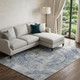9' X 12' Blue And Ivory Medallion Washable Area Rug With UV Protection