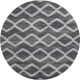 8' Gray Ivory And Charcoal Tribal Washable Round Rug With UV Protection