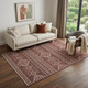 5' X 8' Burnt Sienna And Ivory Tribal Distressed Washable Area Rug With UV Protection