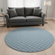 8' Sky Blue And Ivory Geometric Washable Round Rug With UV Protection