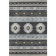 9' X 12' Midnight Gold And Ivory Geometric Washable Area Rug With UV Protection