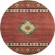 8' Cinnamon Ivory And Beige Geometric Washable Round Rug With UV Protection