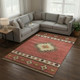 9' X 12' Cinnamon Ivory And Beige Geometric Washable Area Rug With UV Protection