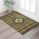 3' X 5' Green Beige And Brown Geometric Washable Area Rug With UV Protection