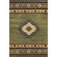9' X 12' Green Beige And Brown Geometric Washable Area Rug With UV Protection
