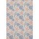 9' X 12' Peach Ivory And Navy Blue Geometric Washable Area Rug With UV Protection