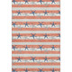 3' X 5' Coral Ivory And Navy Blue Geometric Washable Area Rug With UV Protection