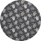 8' Midnight Ivory And Gray Geometric Washable Round Rug With UV Protection