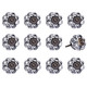 Set of Twelve Black And White Floral Ceramic Drawer Pull Knobs