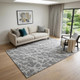 5' X 8' Charcoal And Ivory Abstract Washable Area Rug With UV Protection