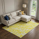 10' X 14' Yellow And Ivory Abstract Washable Area Rug With UV Protection