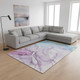 10' X 14' Purple Blue And Ivory Abstract Washable Area Rug With UV Protection