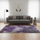 5' X 8' Purple Ivory And Gray Abstract Washable Area Rug With UV Protection