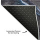 8' Navy Blue And Gray Abstract Washable Round Rug With UV Protection