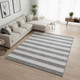 9' X 12' Gray And Ivory Striped Washable Area Rug With UV Protection