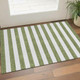 3' X 5' Olive Green And Ivory Striped Washable Area Rug With UV Protection