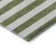 8' Olive Green And Ivory Striped Washable Round Rug With UV Protection