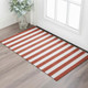 3' X 5' Red And Ivory Striped Washable Area Rug With UV Protection