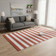 5' X 8' Red And Ivory Striped Washable Area Rug With UV Protection