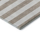 8' Taupe And Ivory Striped Washable Round Rug With UV Protection