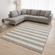 8' X 10' Taupe And Ivory Striped Washable Area Rug With UV Protection