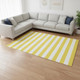 8' X 10' Yellow And Ivory Striped Washable Area Rug With UV Protection