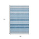 9' X 12' Blue And Ivory Striped Washable Area Rug With UV Protection