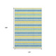 10' X 14' Yellow And Blue Striped Washable Area Rug With UV Protection