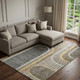 9' X 12' Taupe And Gold Geometric Washable Area Rug With UV Protection
