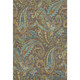 9' X 12' Chocolate Blue And Green Paisley Washable Area Rug With UV Protection