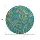 8' Teal Green And Gold Paisley Distressed Washable Round Rug With UV Protection