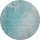 8' Teal And Gray Abstract Washable Round Rug With UV Protection