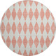 8' Salmon And Ivory Diamond Washable Round Rug With UV Protection