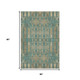 5' X 8' Teal And Beige Moroccan Washable Area Rug With UV Protection