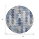 8' Blue Ivory And Gray Geometric Washable Round Rug With UV Protection