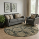 8' Charcoal And Brown Floral Washable Round Rug With UV Protection