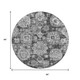 8' Gray And Ivory Floral Washable Round Rug With UV Protection