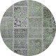 8' Green And Purple Patchwork Washable Round Rug With UV Protection