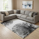 10' X 14' Black And Ivory Abstract Washable Area Rug With UV Protection