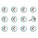 Set of Twelve Sky Blue And White Floral Ceramic Drawer Pull Knobs