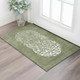 3' X 5' Olive Green And Ivory Abstract Washable Area Rug With UV Protection