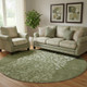 8' Olive Green And Ivory Abstract Washable Round Rug With UV Protection
